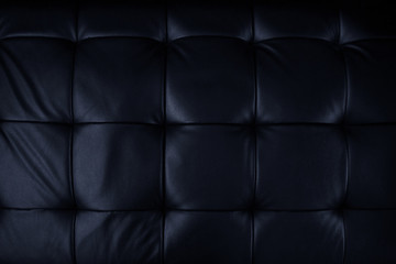 Horizontal elegant black leather texture with buttons for pattern and background.Genuine leather upholstery background for a luxury decoration in Black tones