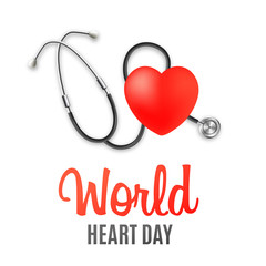 Banner or badge for World heart day realistic vector illustration isolated.