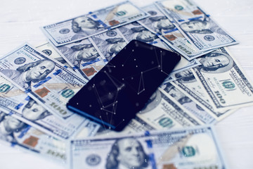Money investment via phone, mobile payments. Phone in dollars . Phone Payments