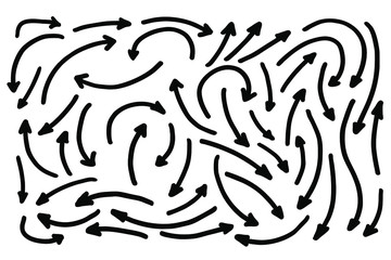 set of hand drawn simple arrows in doodle style
