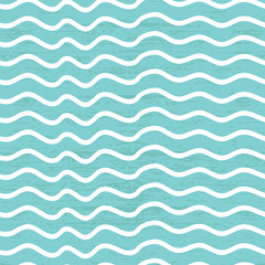 Vector seamless doodle waves on light blue background