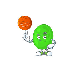 An sporty cocci mascot design style playing basketball on league