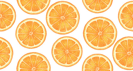 Obraz premium Pattern with orange. Watercolor orange. Suitable for curtains, wallpaper, fabrics, wrapping paper.