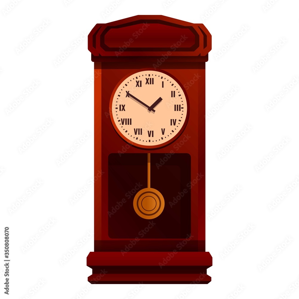 Poster alarm pendulum clock icon. cartoon of alarm pendulum clock vector icon for web design isolated on wh