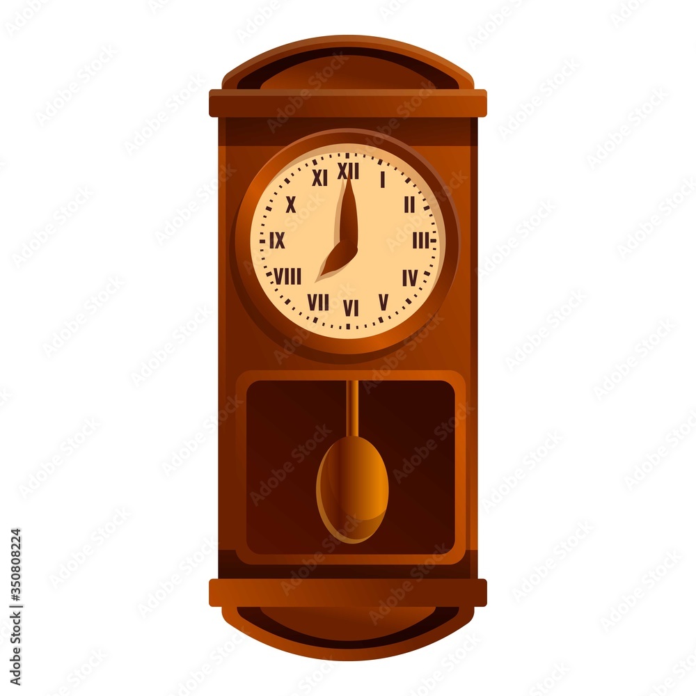 Poster home pendulum clock icon. cartoon of home pendulum clock vector icon for web design isolated on whit