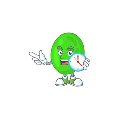 cartoon drawing concept of cocci with a circle clock