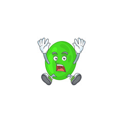 cartoon character design of cocci having shocking gesture