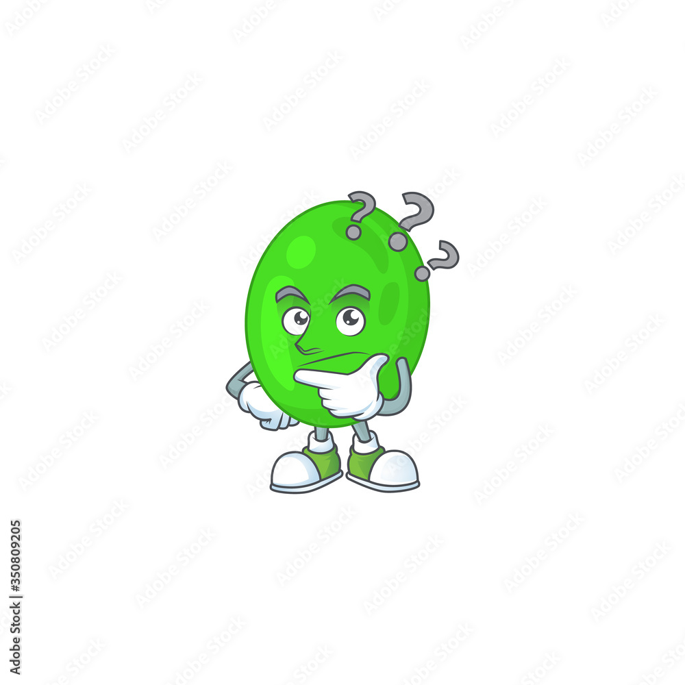 Sticker mascot design concept of cocci with confuse gesture