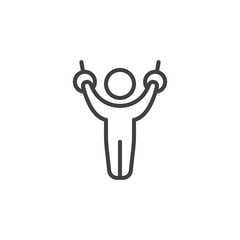 Gymnastics rings sport line icon. linear style sign for mobile concept and web design. Gymnast on rings outline vector icon. Symbol, logo illustration. Vector graphics