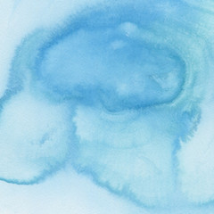 Watercolor abstract background, hand drawn texture. Blue nature colors.