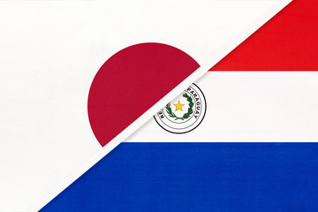 Japan and Paraguay, symbol of two national flags. Relationship between Asian and American countries.