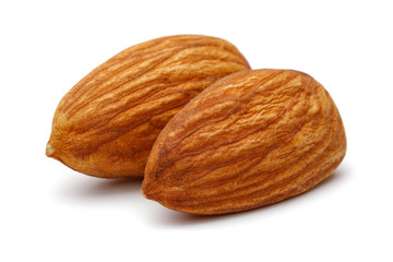 Group of almonds isolated on white