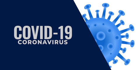 The blue and white background image contains the inscription coronavirus, or COVID-19, and has a blue, circular object as a symbol of this type of disease.