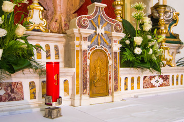 tabernacle to guard the host for the holy mass