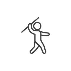 Javelin thrower line icon. linear style sign for mobile concept and web design. Man throwing a spear outline vector icon. Symbol, logo illustration. Vector graphics