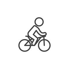 Fototapeta na wymiar Bicycle ride line icon. linear style sign for mobile concept and web design. Man riding bike outline vector icon. Symbol, logo illustration. Vector graphics