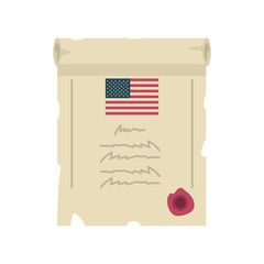 post card with postage stamp with USA flag on white background