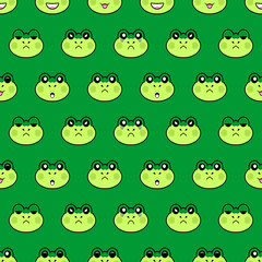 Obraz na płótnie Canvas Frog Pattern Seamless Design with Green Background