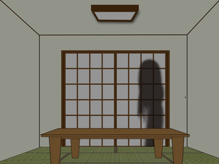 和室に潜む女性の影