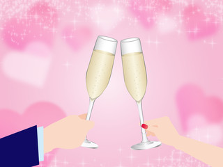  シャンパンを飲むカップル