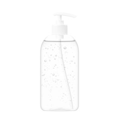 Antibacterial hand sanitizer with dispenser. Realistic vector illustration isolated on white background. Ready for use in your design. EPS10.	