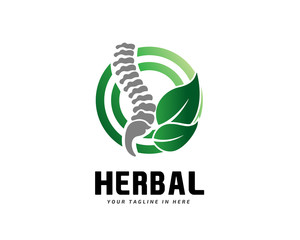 Circle herbal spine backache logo design inspiration