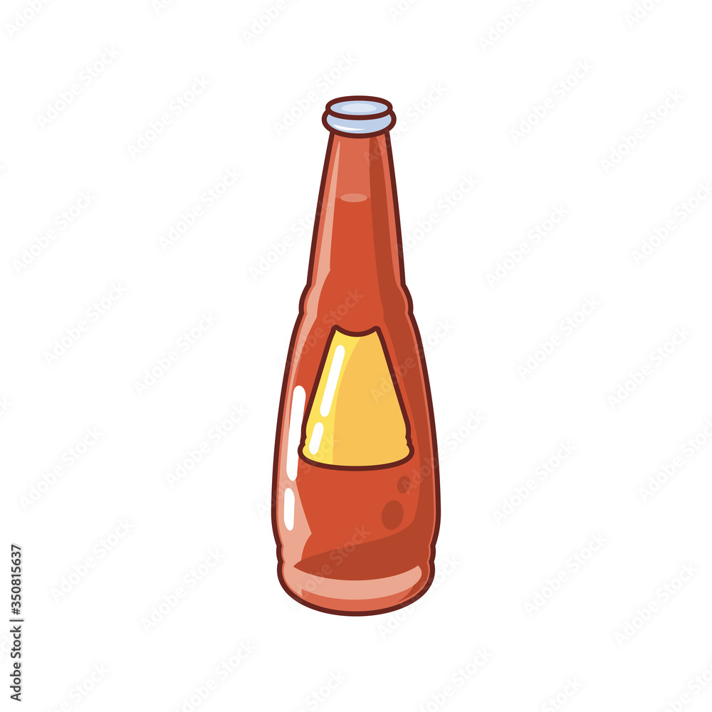 Sticker bottle with drink on white background