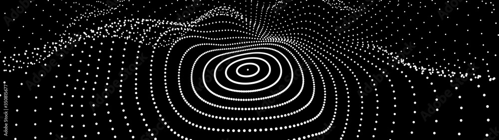 Poster abstract gradient dynamic wave of particles. network of bright points or dots. big data. digital bac
