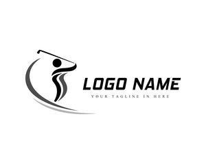 Obraz premium Abstract Swing shoot Golf player logo design inspiration
