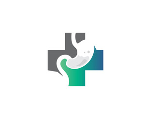 Stomach care medical cross logo design inspiration
