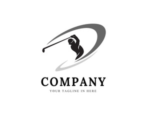 Player swing stick golf logo design inspiration