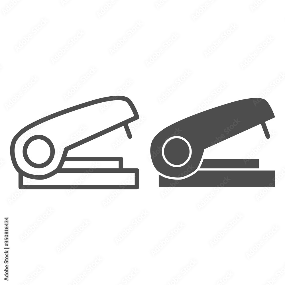 Poster stapler line and solid icon, stationery concept, office tool vector sign on white background, staple