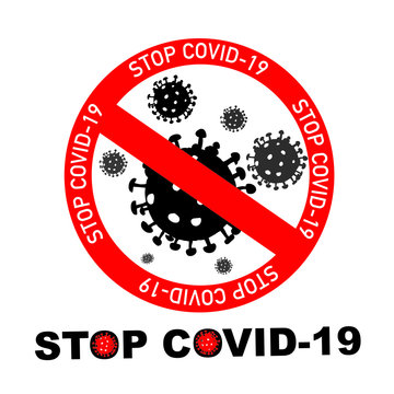 Coronavirus Icon with Red Prohibit Sign. Coronavirus disease named COVID-19, dangerous virus vector illustration