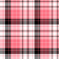 Seamless pattern in creative pink, black and white colors for plaid, fabric, textile, clothes, tablecloth and other things. Vector image.