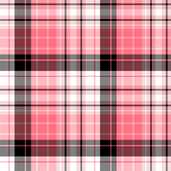 Seamless pattern in creative pink, black and white colors for plaid, fabric, textile, clothes, tablecloth and other things. Vector image.