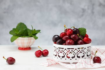 Fresh ripe cherries.