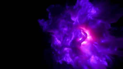 Blue, purple, pink abstract cloud of smoke on a black isolated background,3d rendering,conceptual image.