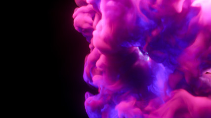 Blue, purple, pink abstract cloud of smoke on a black isolated background,3d rendering,conceptual image.