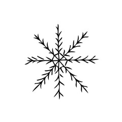 snowflake hand drawn in doodle style. vector scandinavian monochrome minimalism. single element for card, poster, sticker, winter snow