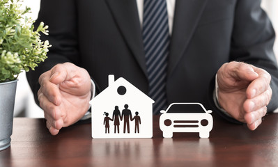 Concept of life, home and auto insurance