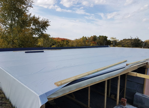Waterproofing and insulation at construction site. New protection technology.