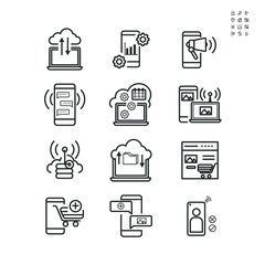 Business digital marketing stroke outline icon. Vector illustrator.