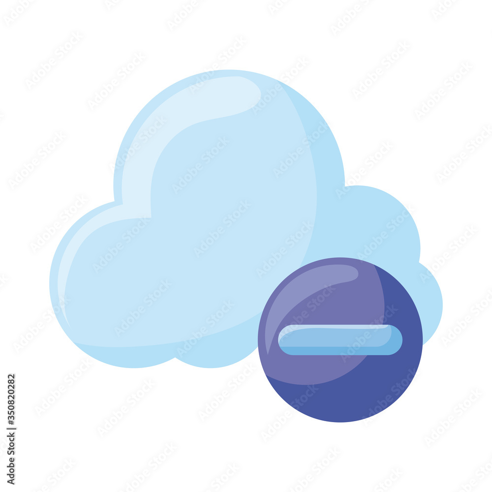 Poster cloud computing and minus flat style icon vector design