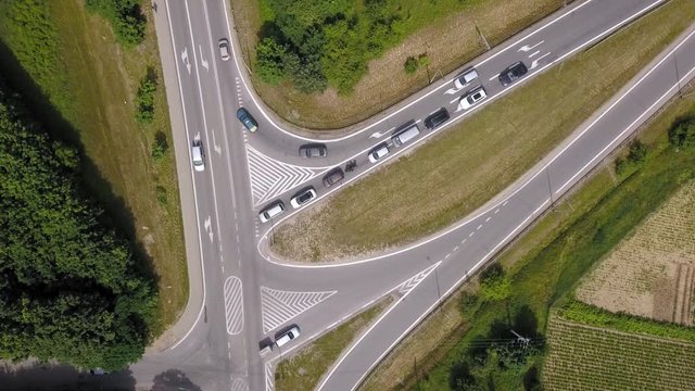 Top View Of Vehicles On The Tri-city Ring Road In Gdansk, Poland - aerial shot