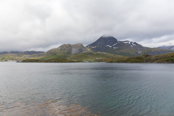 Beautiful Norwegian landscape. view of the fjords. Norway ideal fjord reflection in clear water