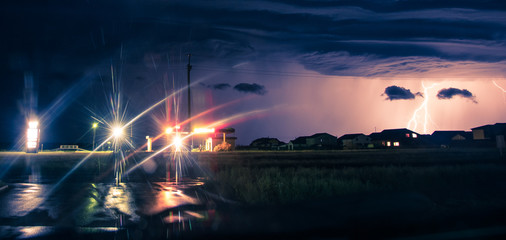 lightning near the gas station