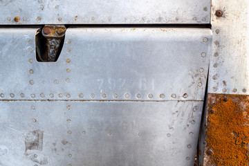 Old aircraft aluminum texture with rivets.