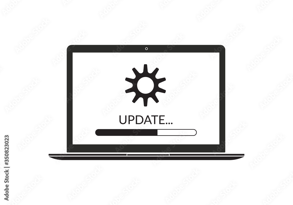 Fototapete laptop icon with loading on the screen. update computer system. vector illustration.