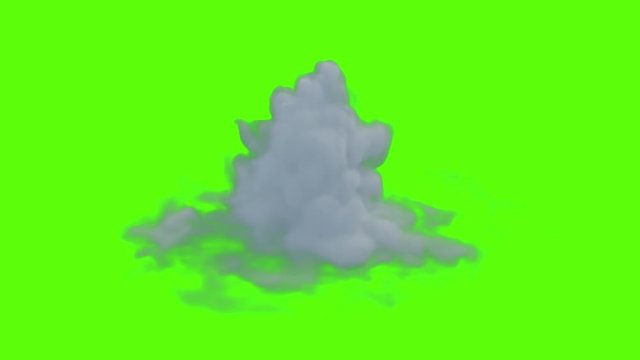 4K Looped Bubbling Fog Smoke Powder Explosion Fluid Ink Particles Isolated On Green Screen