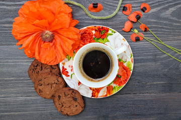 cup of coffee and cookies